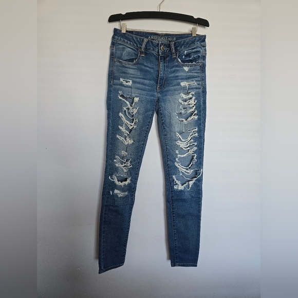 American Eagle Distressed Jegging Blue Jeans - Picture 1 of 6